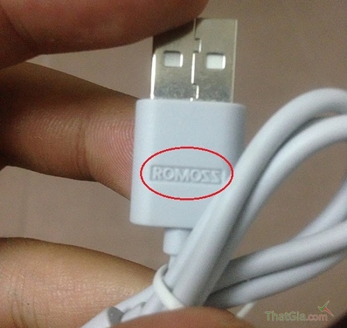 Đầu cáp USB có in tên thương hiệu
